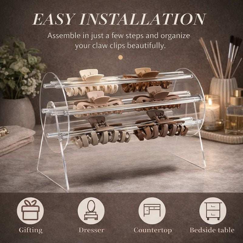 Clixor™ 360° Rotating Acrylic Claw Clip Organizer