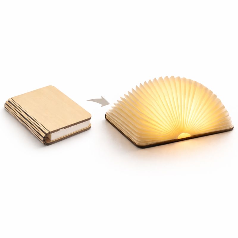 LumaFold™ Foldable Book Lamp (Wood Cover, 360° Ambient Light)