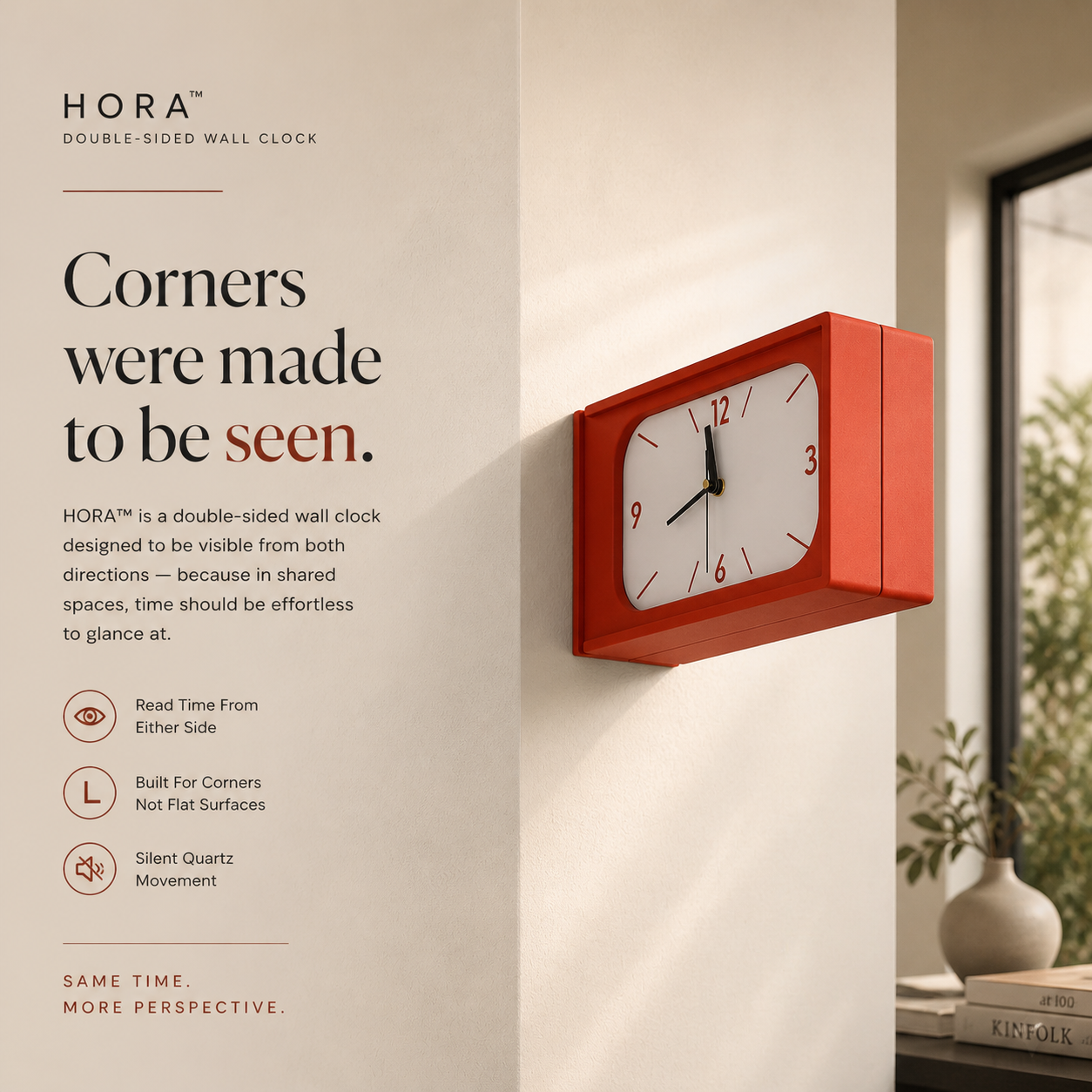 HORA™ | Double-Sided Sculptural Wall Clock