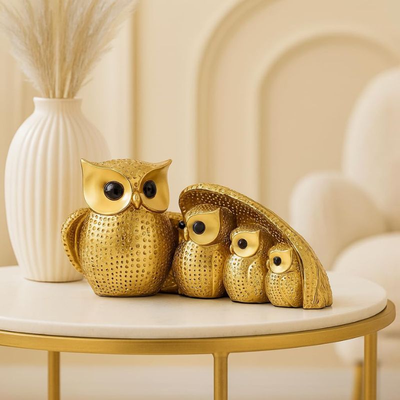 Ovalo™ Golden Owl Family Sculpture