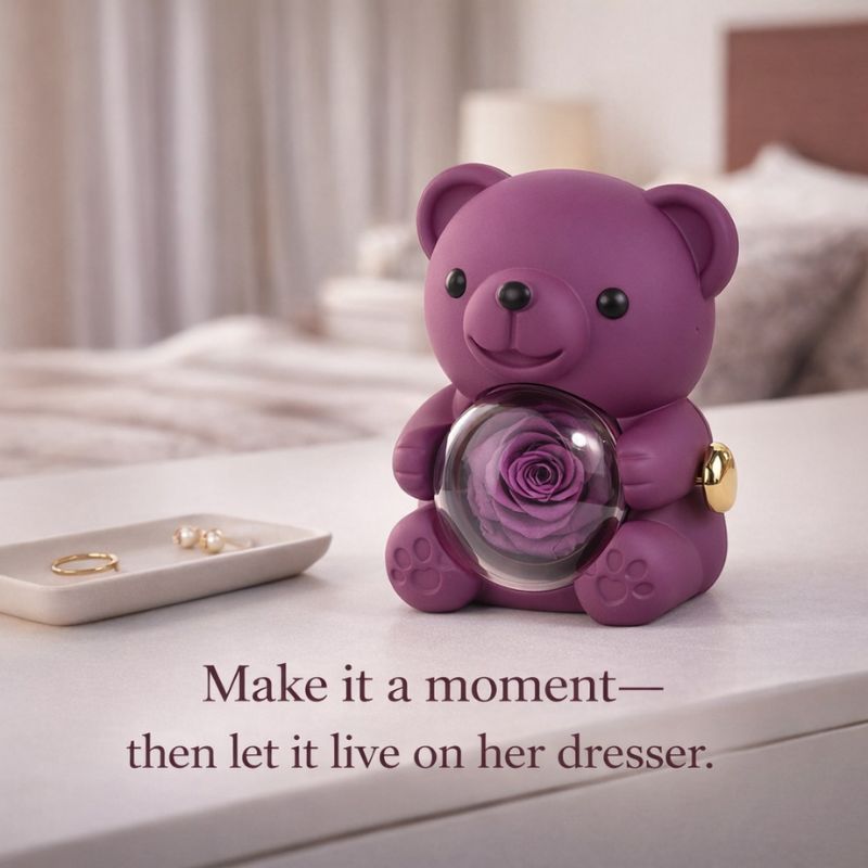 Rosera™ Preserved Rose Bear Keepsake Box