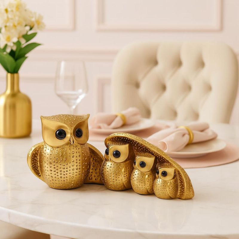 Ovalo™ Golden Owl Family Sculpture