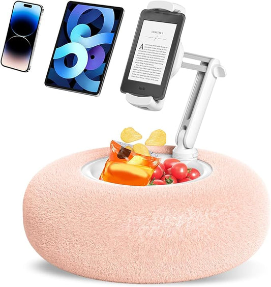 PlushPort™ | All-in-One Pillow Stand for Phones, Tablets & Snacks
