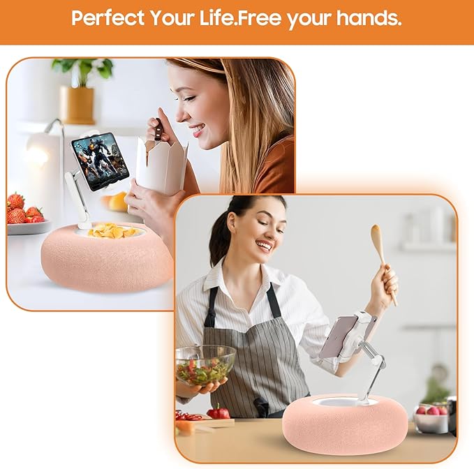PlushPort™ | All-in-One Pillow Stand for Phones, Tablets & Snacks