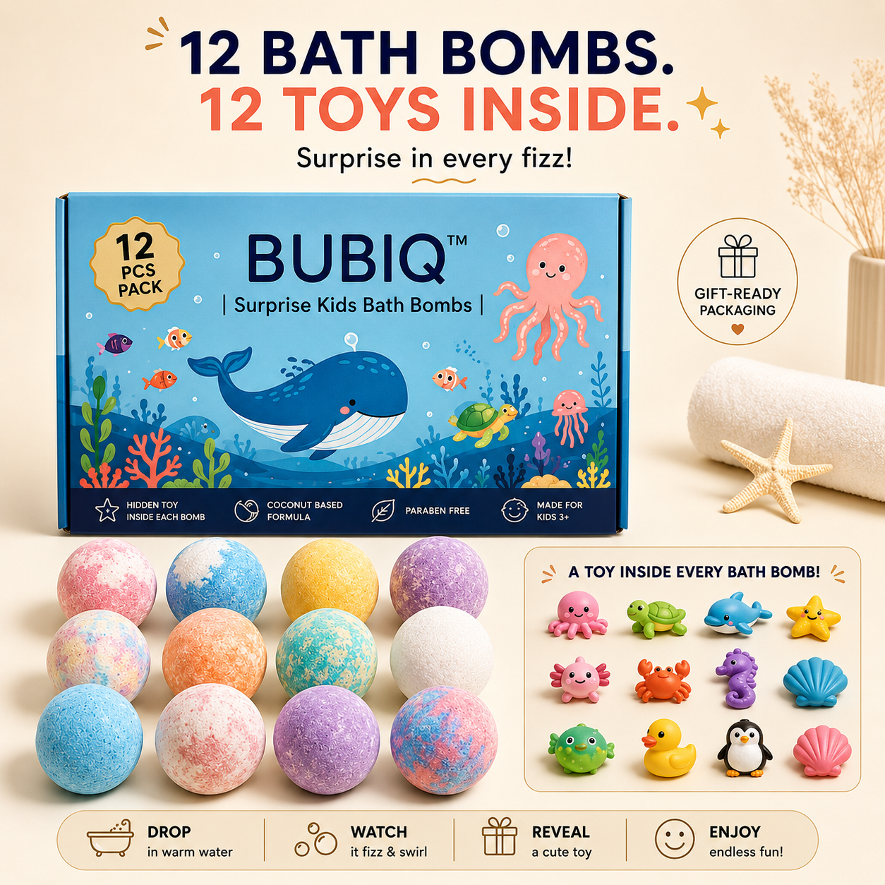 BUBIQ™ | Surprise Kids Bath Bombs