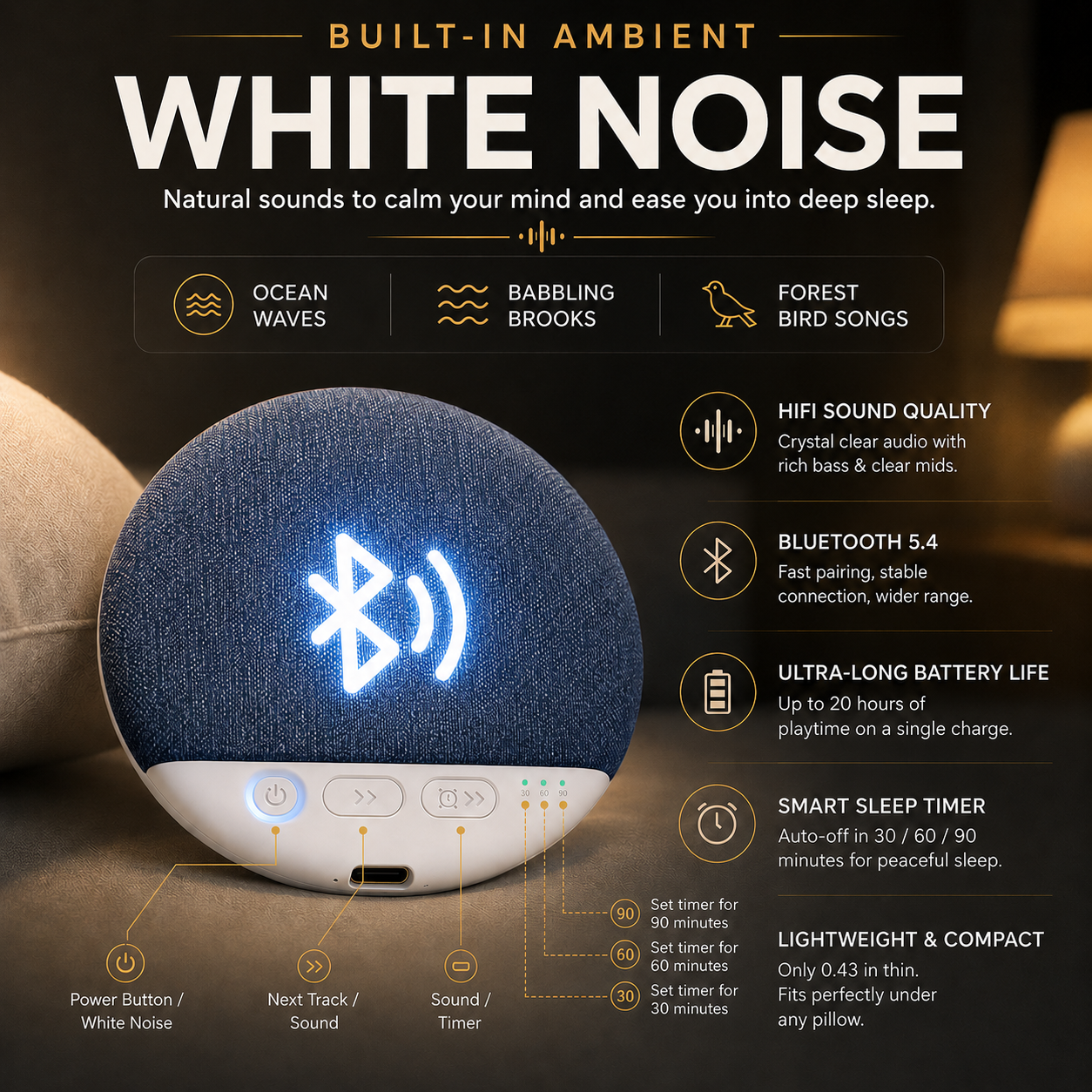 MIOQ™ | Under-Pillow Bluetooth Sleep Speaker