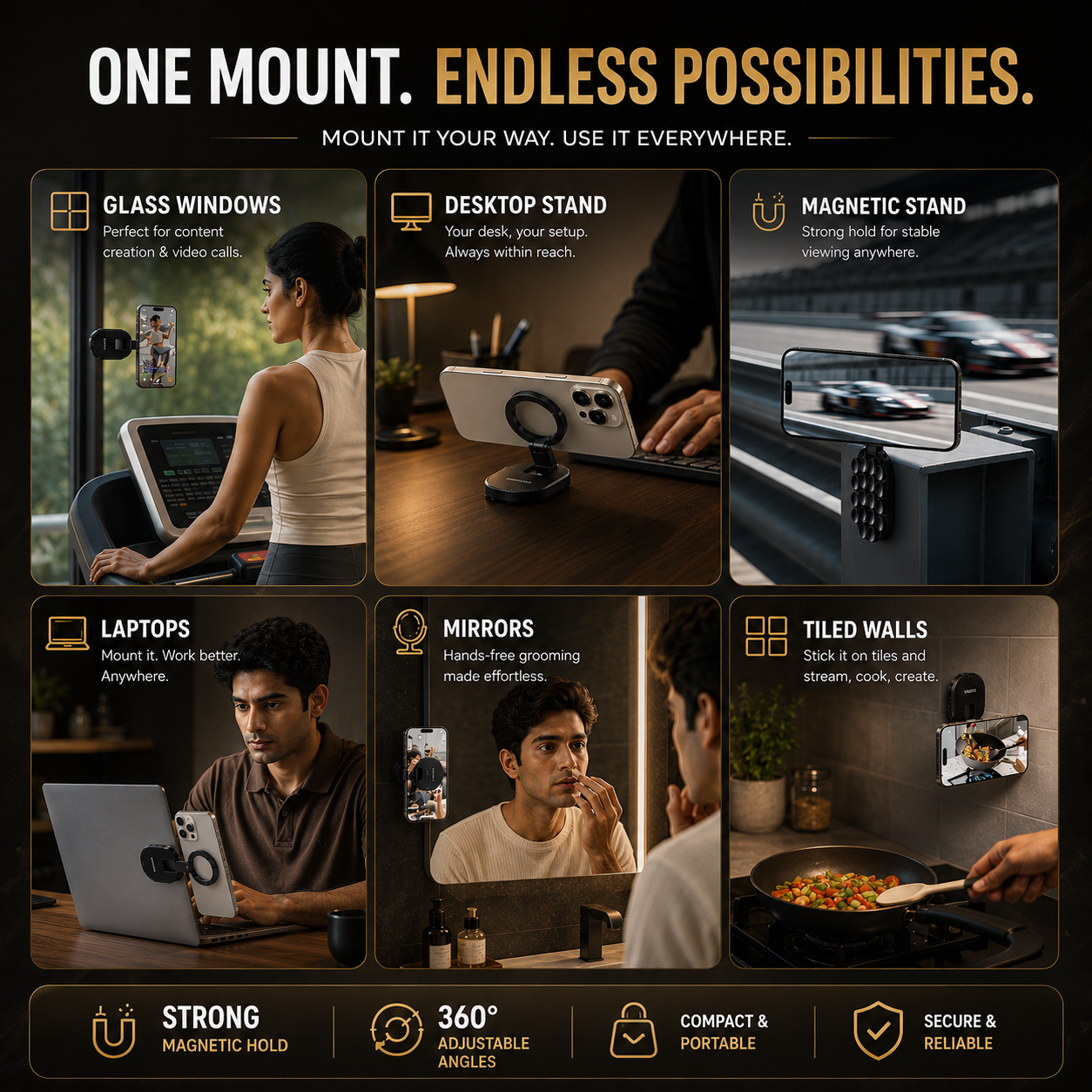 Tacqo™ | Magnetic Suction Phone Mount