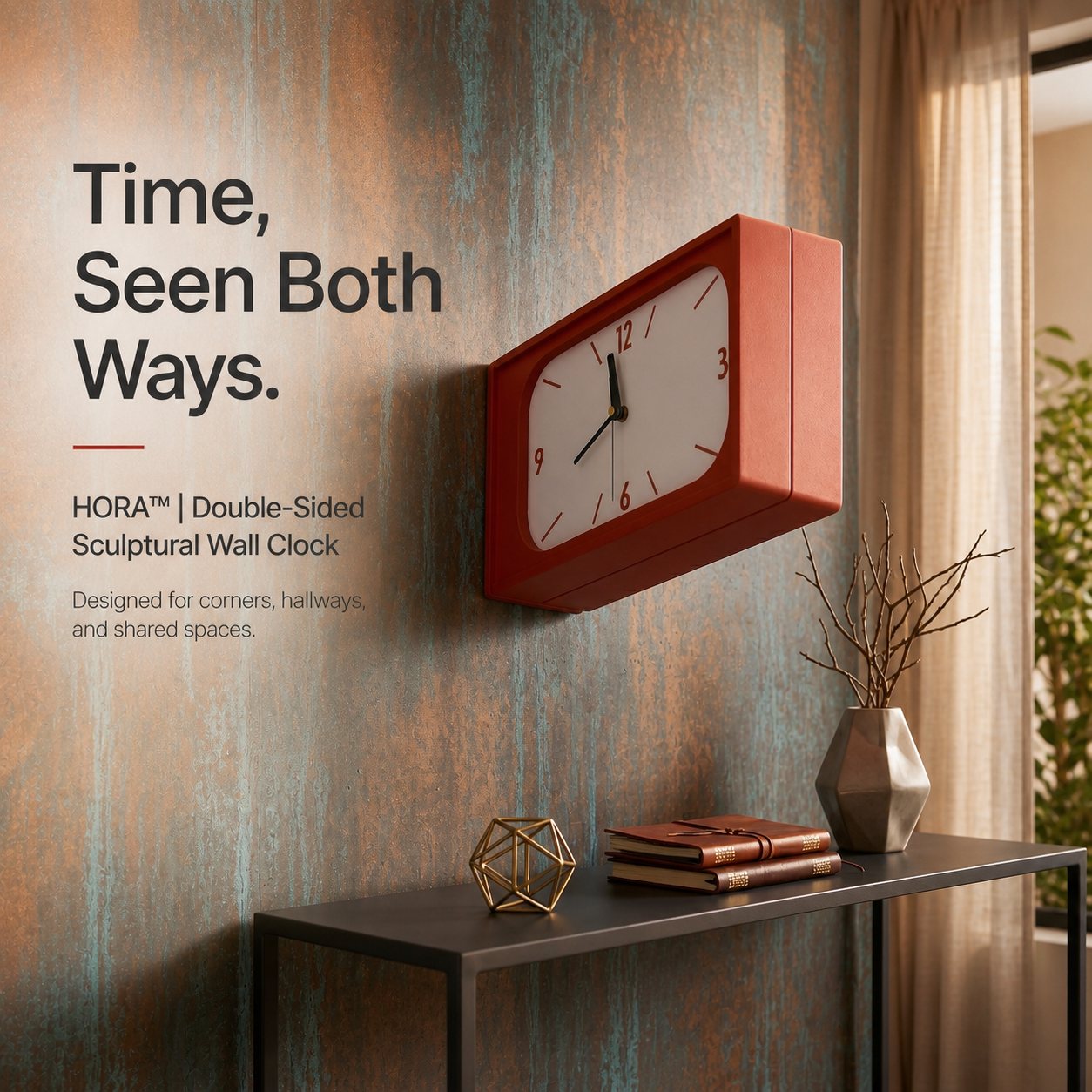 HORA™ | Double-Sided Sculptural Wall Clock