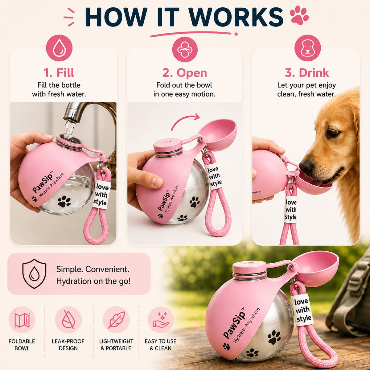 PawSip™ | Portable Pet Water Feeder