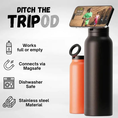 MagSip™ | Water Bottle + Tripod Mount + Phone Stand